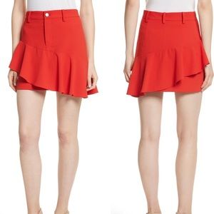 Alice + Olivia Nisa Ruffle Miniskirt In Apple